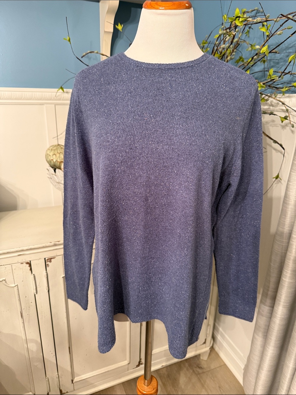 J. Jill Heathered Indigo Crewneck Sweater